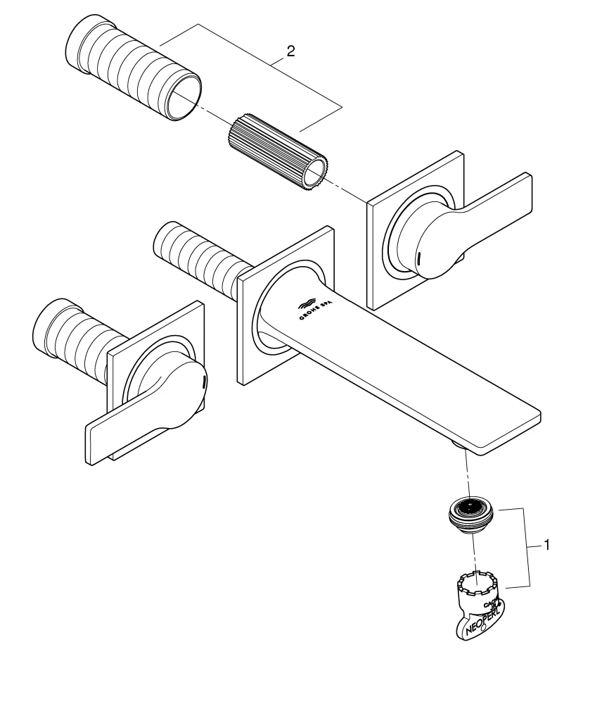 3-Loch-Waschtischbatterie Allure 20189, Wandmontage, Fertigmontageset für 29 025 002, Ausladung 172 mm, chrom