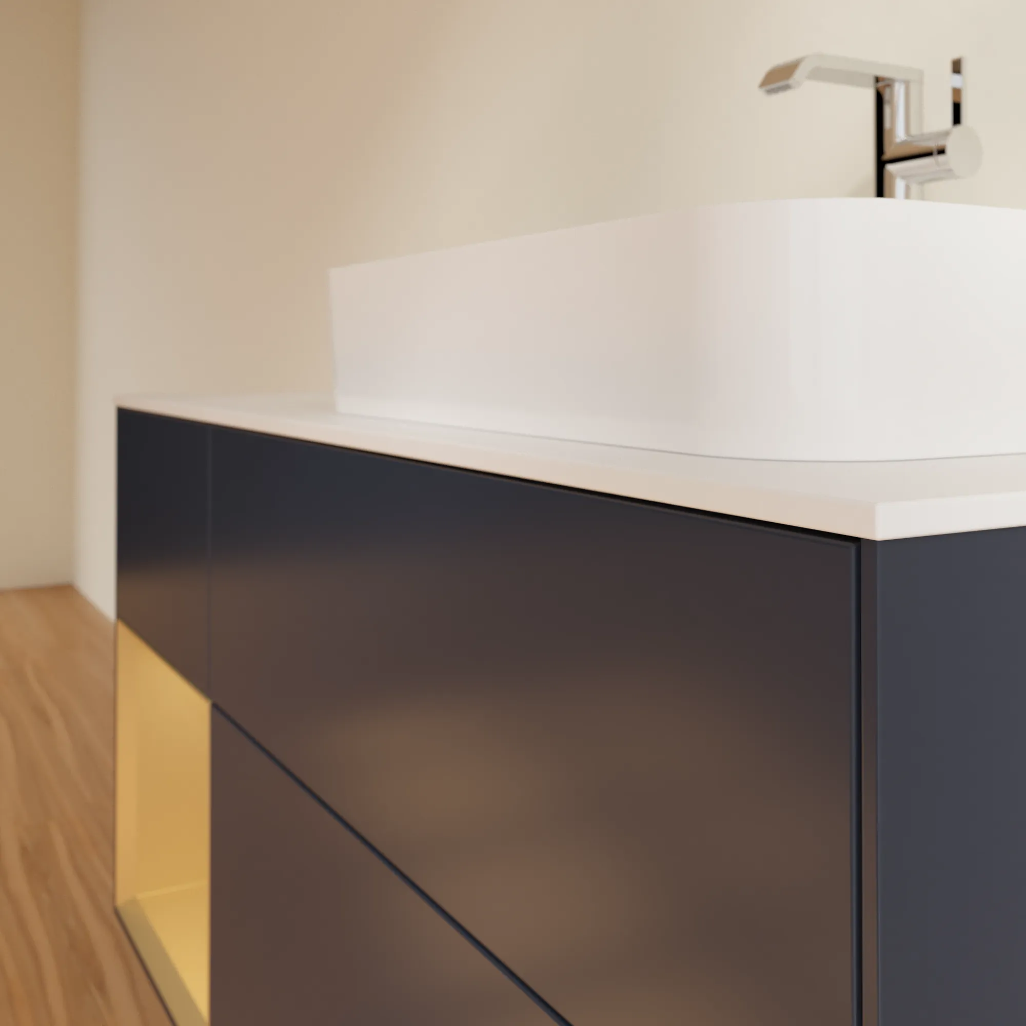 Villeroy & Boch Waschtischunterschrank „Finion“ für Schrankwaschtisch 1200 × 603 × 501 mm Midnight Blue Matt Lacquer, für Becken rechts Villeroy & Boch Waschtischunterschrank „Finion“ für Schrankwaschtisch 1200 × 603 × 501 mm Midnight Blue Matt Lacquer, für Becken rechts