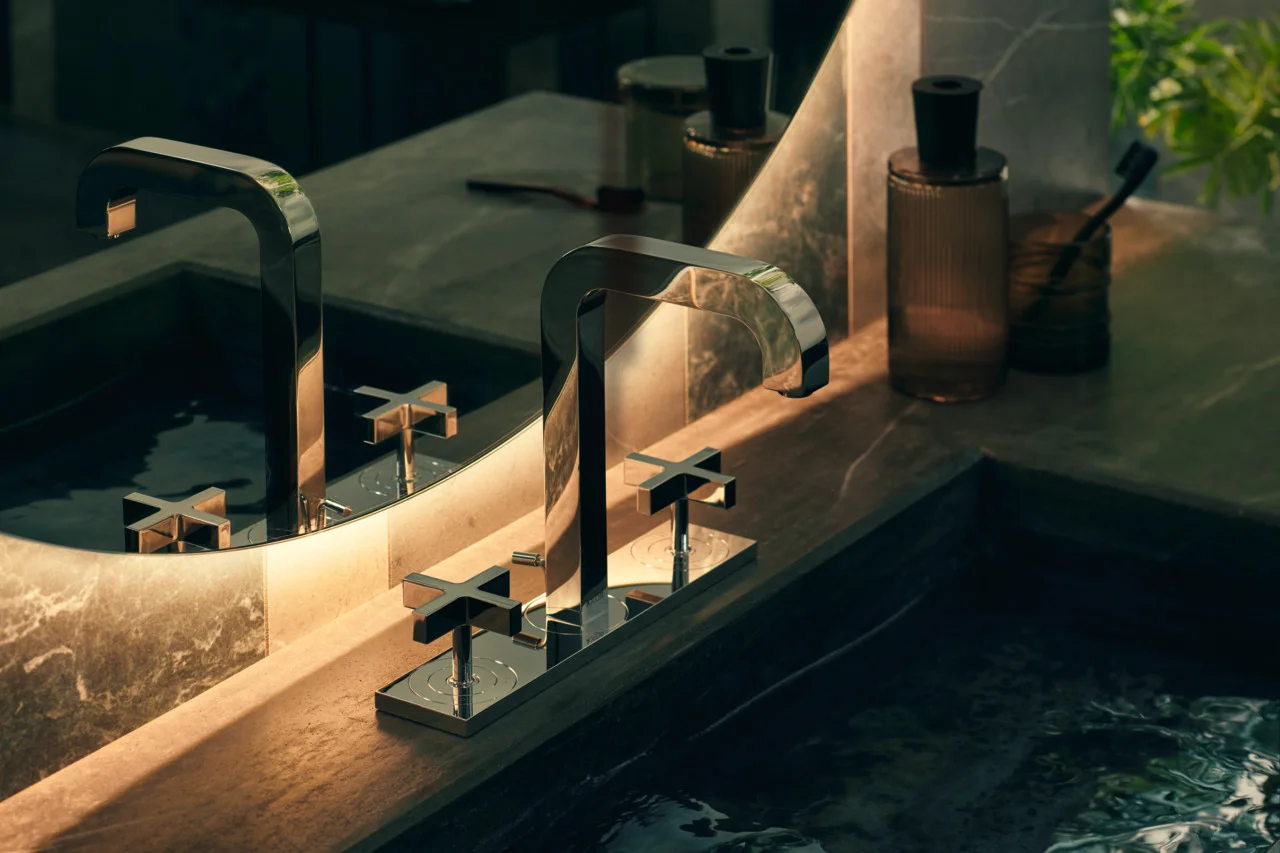 Hansgrohe AXOR Citterio 3-Loch Waschtischarmatur Chrom, ComfortZone 170, Ausladung 140 mm, Kreuzgriff, Normalstrahl