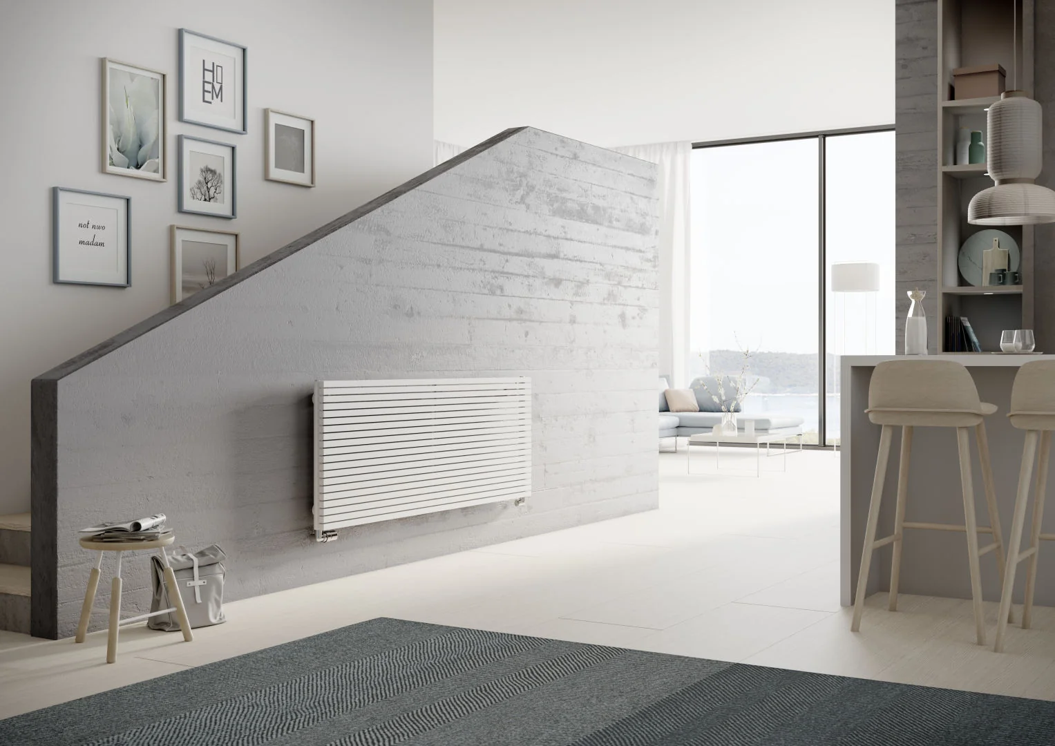 Kermi Design-Heizkörper „Carré®“ horizontal 120 × 59,5 cm in Schwarz Soft