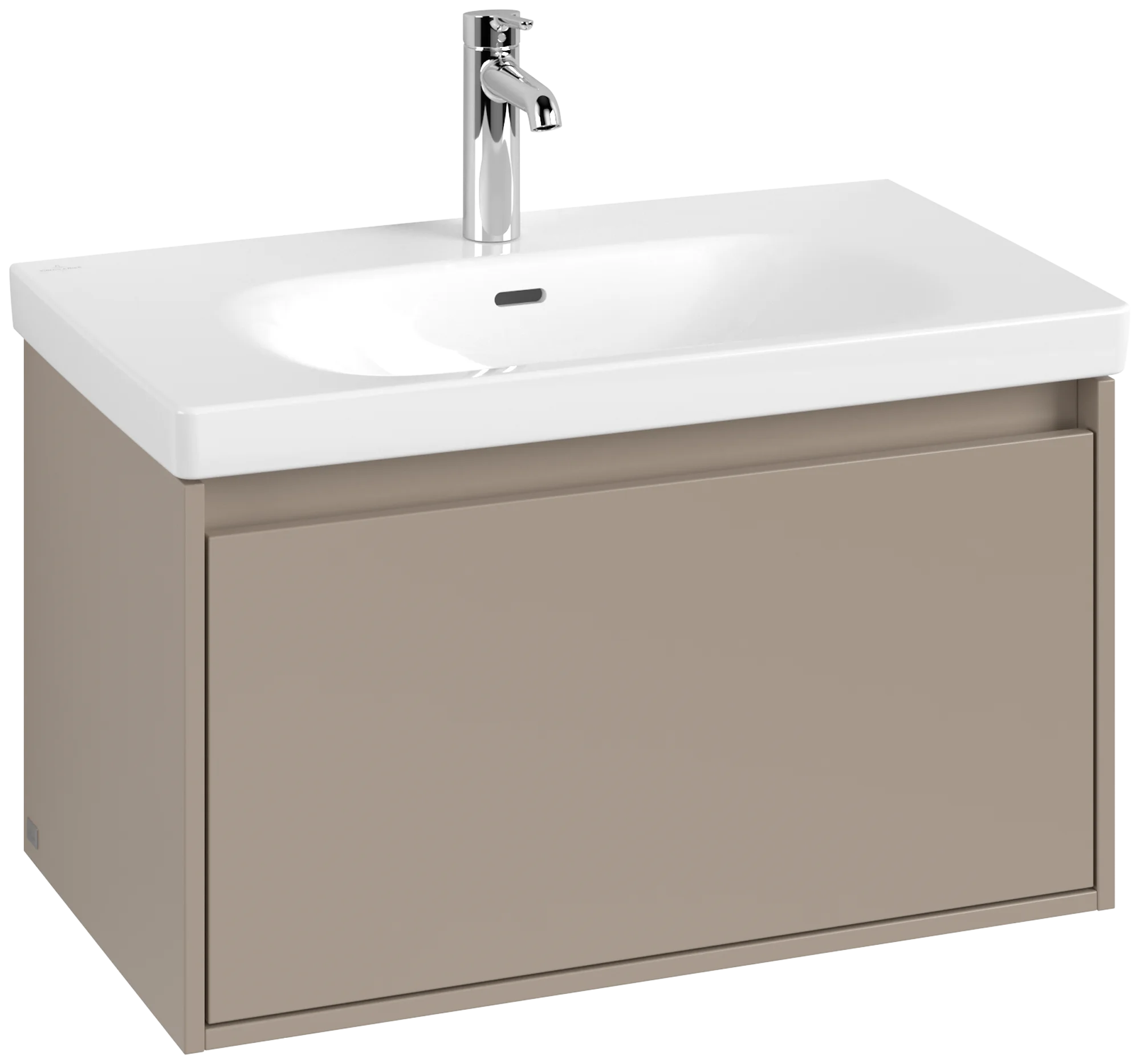 Villeroy & Boch Waschbeckenunterschrank Skyla, eckig, Taupe, 772 x 436 x 439 mm, Höhe 436 mm, mittige Wanneneinbauposition, 1 Auszug mit Antirutsch-Boden