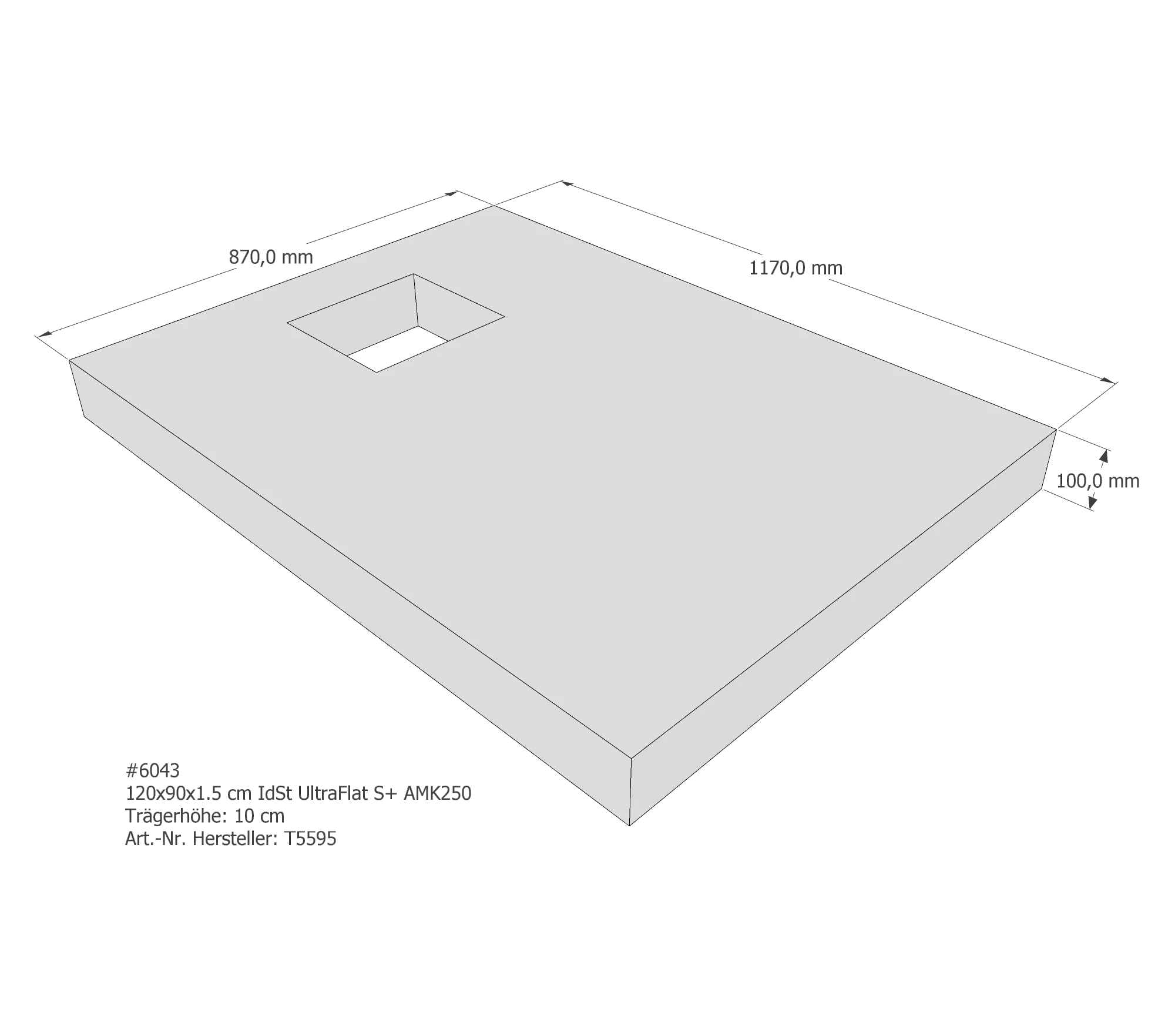 Duschwannenträger passend für Ideal Standard 120 × 90 × 1,5 cm