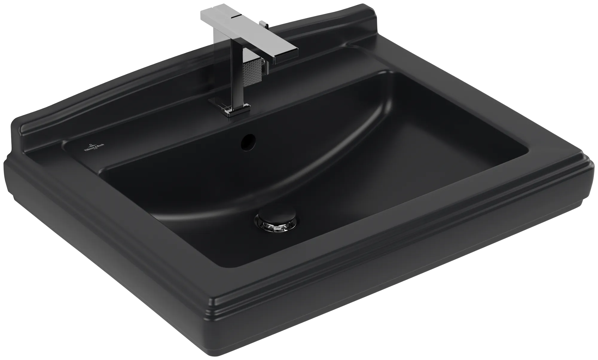 Villeroy & Boch Wandwaschtisch „Hommage“ 750 × 580 × 270 mm in Pure Black, mit CeramicPlus Villeroy & Boch Wandwaschtisch „Hommage“ 750 × 580 × 270 mm in Pure Black, mit CeramicPlus