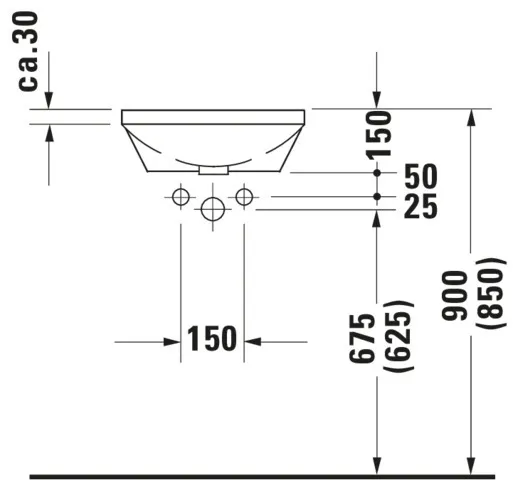 Einbauwaschtisch Architec 400 mm EB v.unten, ohne ÜL, ohne HLB, weiß