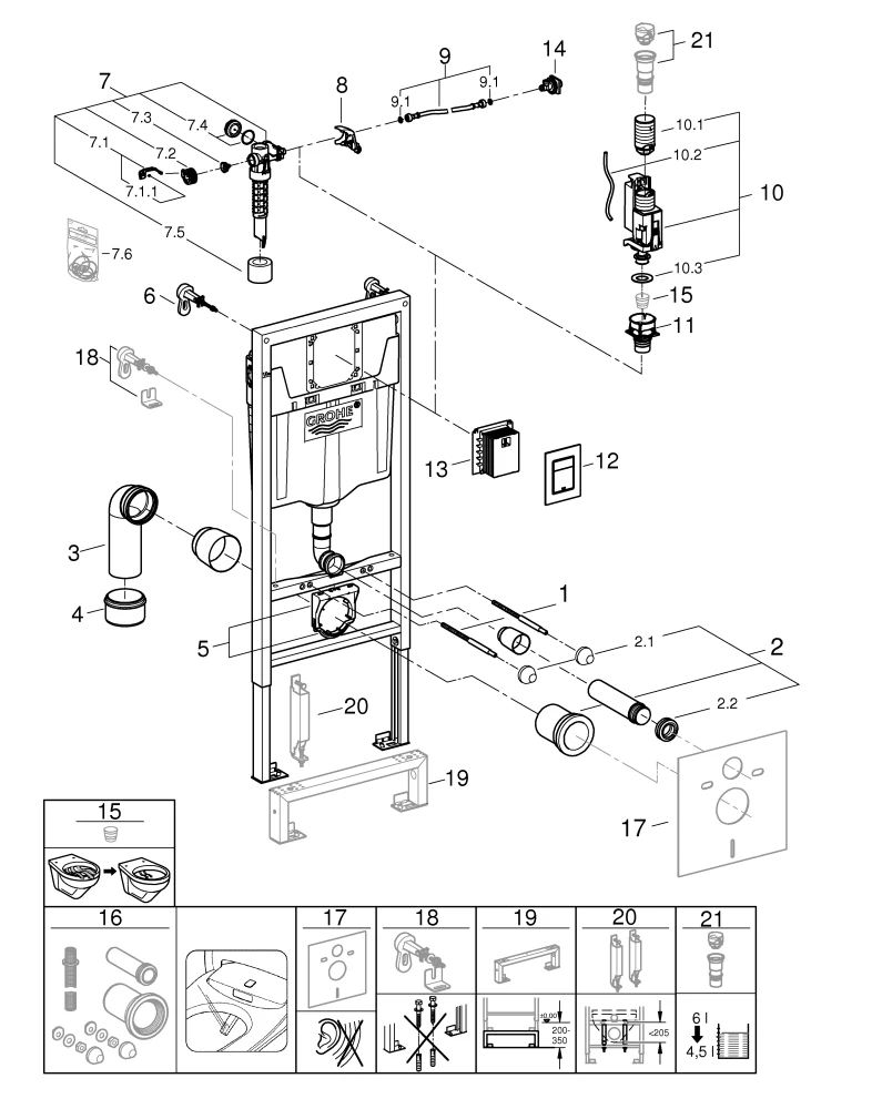 Grohe Rapid SL 3-in-1 Set WC, 1,13 m Bauhöhe Grohe Rapid SL 3-in-1 Set WC, 1,13 m Bauhöhe