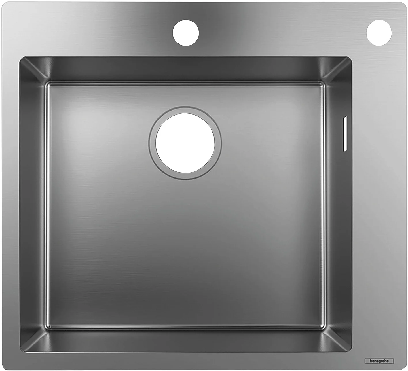 Hansgrohe Einbauspüle S71, Edelstahl, 530 x 480 mm, 1 Hauptbecken, flach aufliegend oder flächenbündig