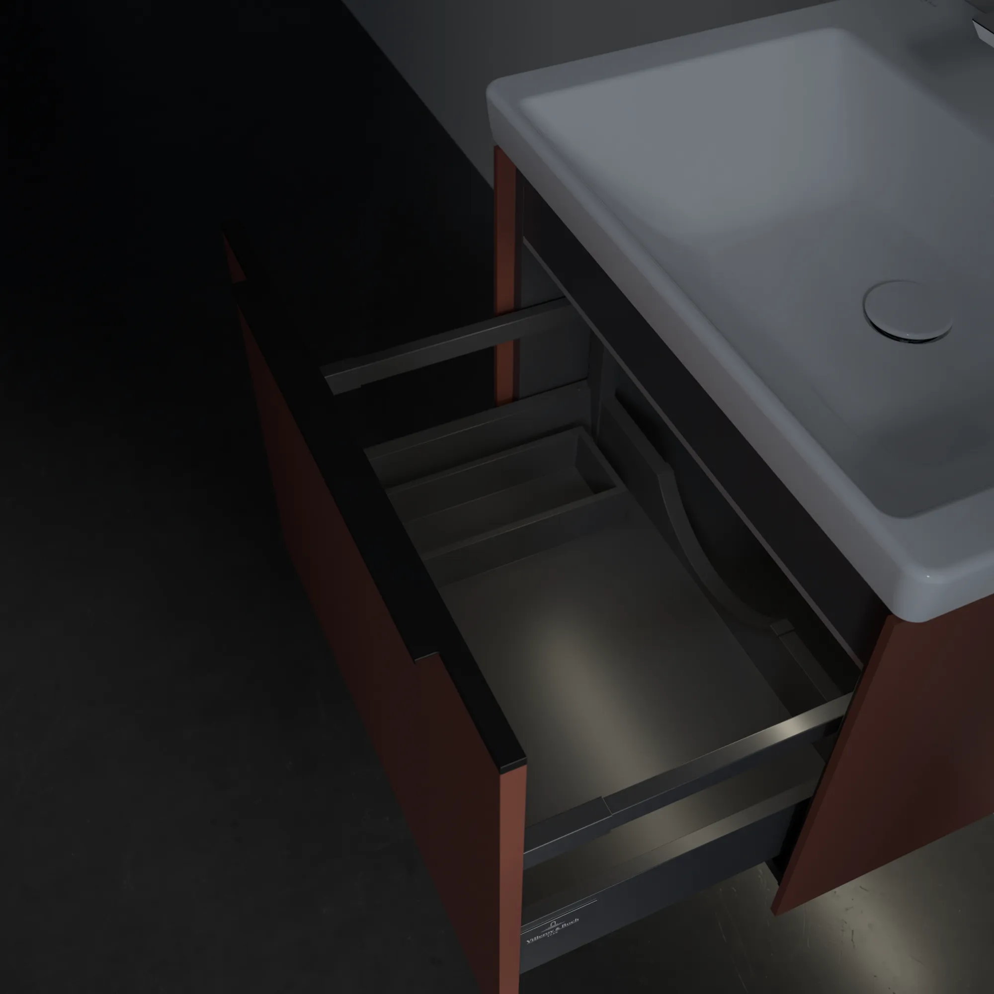 Villeroy & Boch Waschtischunterschrank „Subway 3.0“ für Schrankwaschtisch 572 × 429 × 478 mm Wine Red, für Becken mittig Villeroy & Boch Waschtischunterschrank „Subway 3.0“ für Schrankwaschtisch 572 × 429 × 478 mm Wine Red, für Becken mittig