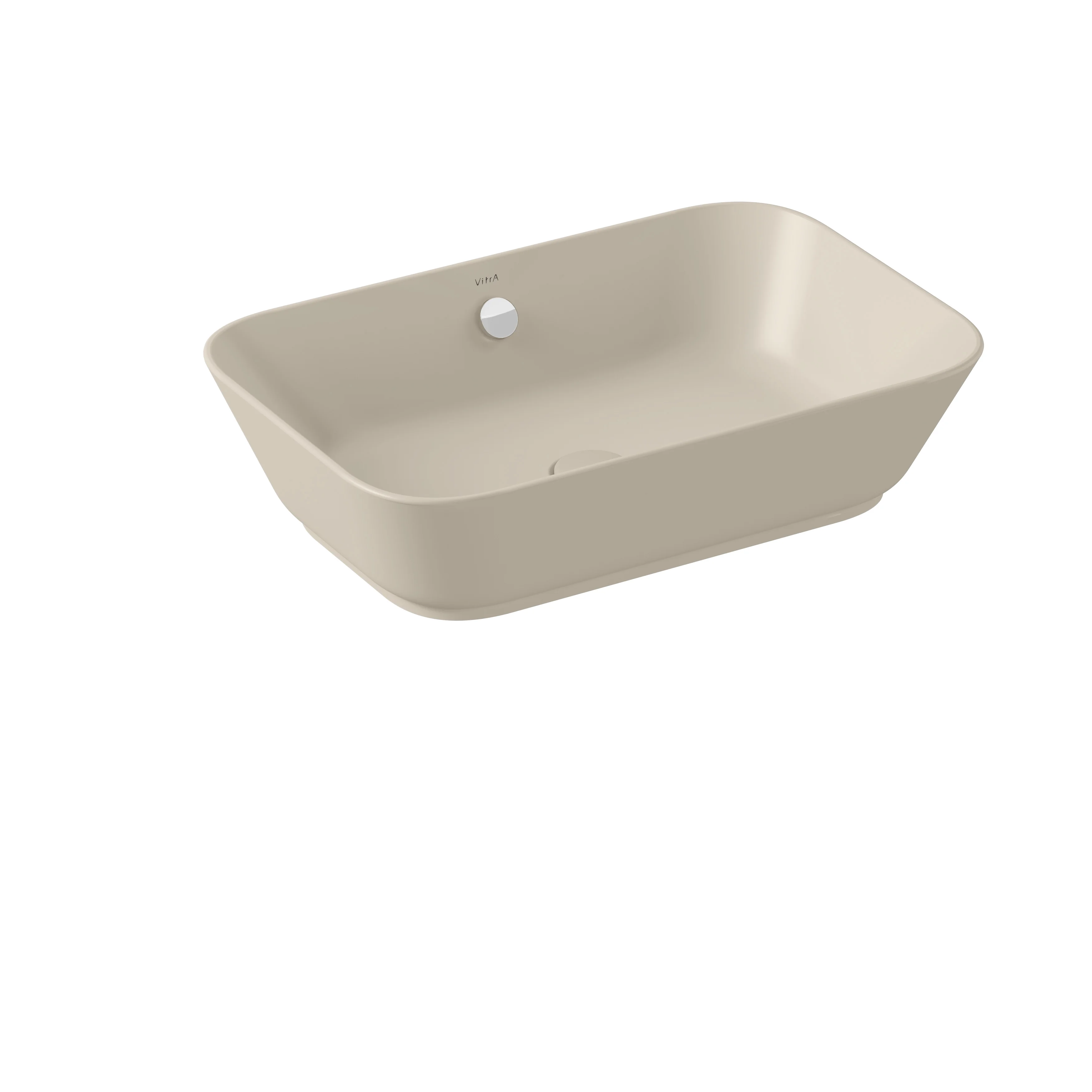 Geo Aufsatzschale rechteckig 60 x 40 cm ohne Hahnloch mit Überlaufloch mittig Sandbeige Matt Geo Aufsatzschale rechteckig 60 x 40 cm ohne Hahnloch mit Überlaufloch mittig Sandbeige Matt