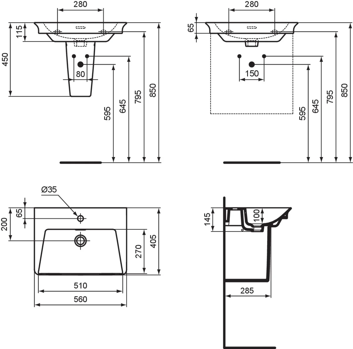 Ideal Standard Möbelwaschtisch La Dolce Vita, 1 Hahnloch mit Überlauf Weiß Ideal Standard Möbelwaschtisch La Dolce Vita, 1 Hahnloch mit Überlauf Weiß