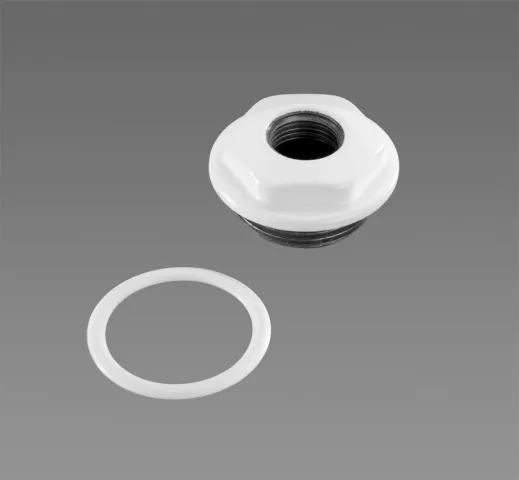 Zubehör Anschlussstopfen mit Weichdichtung, 1Zoll links weiß RAL 9016 Zubehör Anschlussstopfen mit Weichdichtung, 1Zoll links weiß RAL 9016