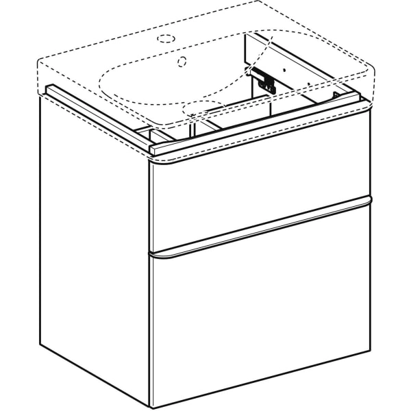 Smyle Square Unterschrank für Waschtisch, mit zwei Schubladen: 58.4x61.7x47cm, weiß