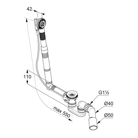 Kludi ROTEXA 2000 Ablauf-Überlaufgarnitur Rohbau-Set neutral