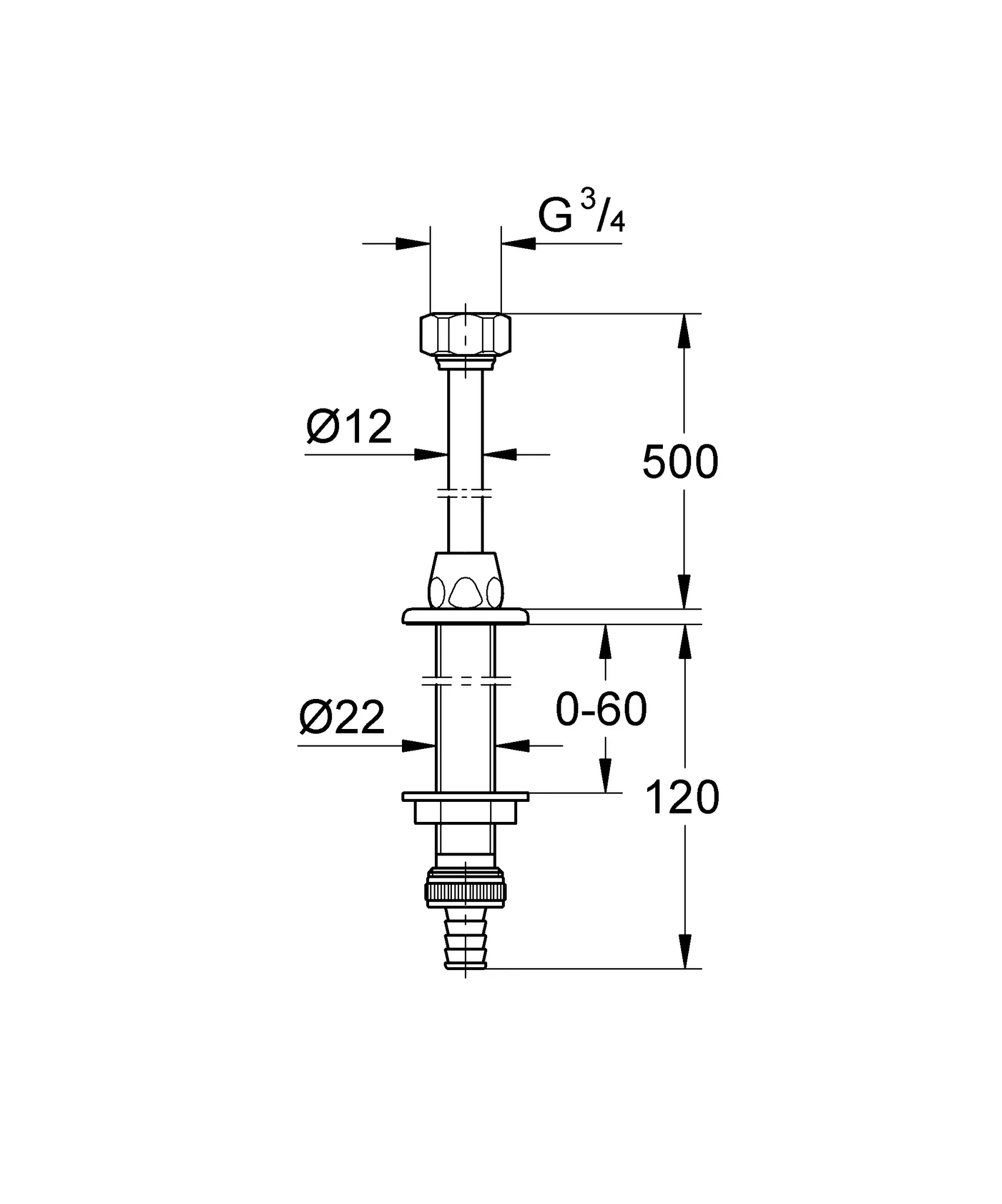 Original WAS Spülendurchführung Eggemann 41130, DN 15, Spültischmontage, bis 70 mm verstellbar, Verschraubung 3/4'', Anschlussrohr Durchmesser 12 mm, chrom Original WAS Spülendurchführung Eggemann 41130, DN 15, Spültischmontage, bis 70 mm verstellbar, Verschraubung 3/4'', Anschlussrohr Durchmesser 12 mm, chrom