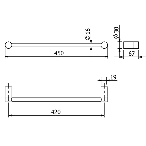 Kludi VELA R Handtuchhalter Länge 450mm Brushed Gunmetal