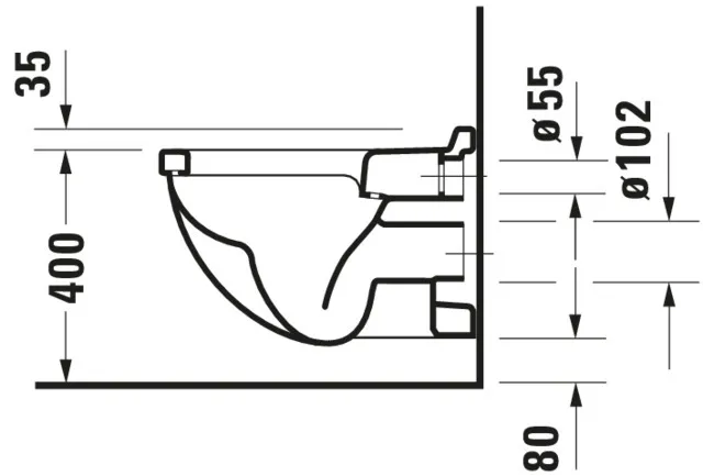 Wand-Tiefspül-WC „Starck 3“ 36,5 × 35,5 × 54,5 cm, Befestigung sichtbar, mit Spülrand