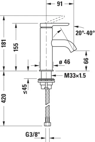 Einhand-Waschtischarmatur „Serie C.1“ Ausladung 91 mm in Chrom Einhand-Waschtischarmatur „Serie C.1“ Ausladung 91 mm in Chrom