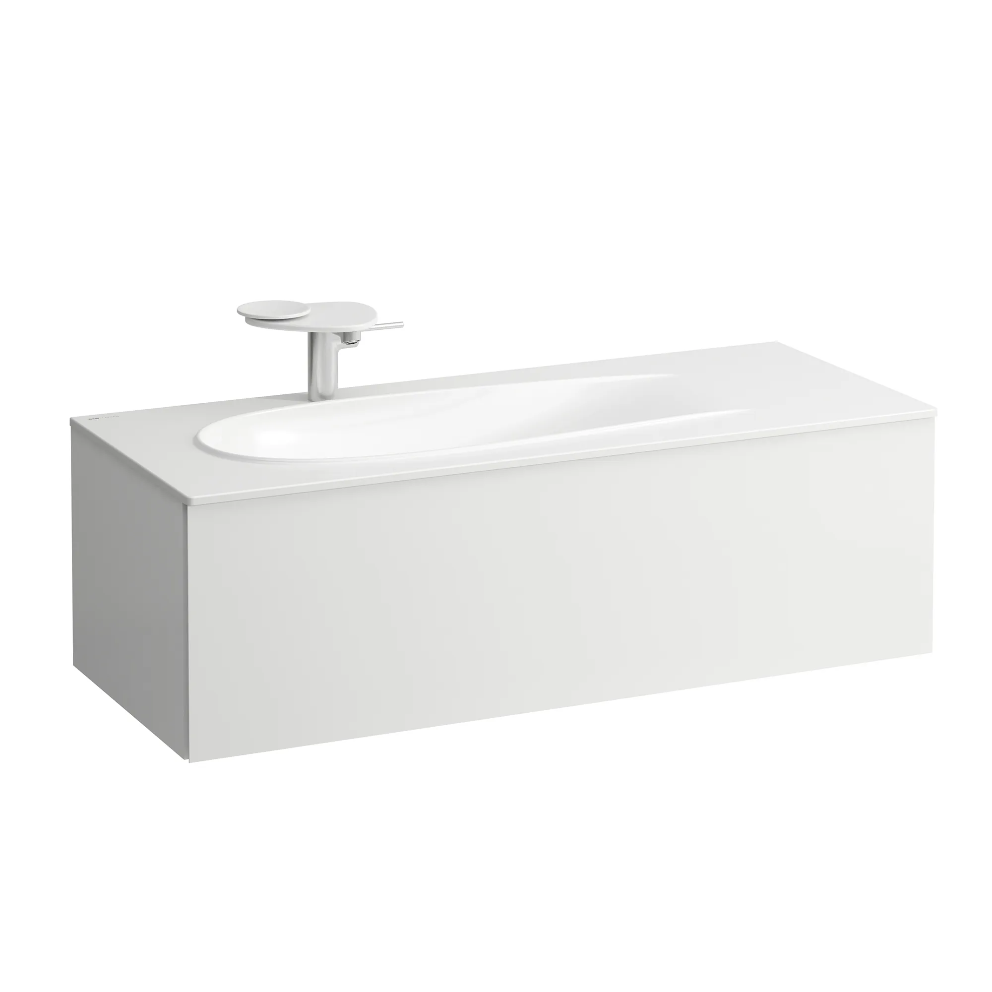 Waschtischunterbau, ILBAGNOALESSI, 491x1194x364, 1 Schublade, integrierte, versteckte Griffe seitlich, Vollauszug, Soft-Close, Siphonausschnitt links,