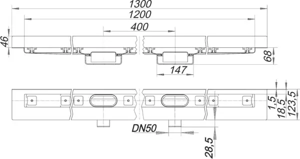 Duschrinne CeraLine Nano W Duo 1200 mm, DN 50 Duschrinne CeraLine Nano W Duo 1200 mm, DN 50