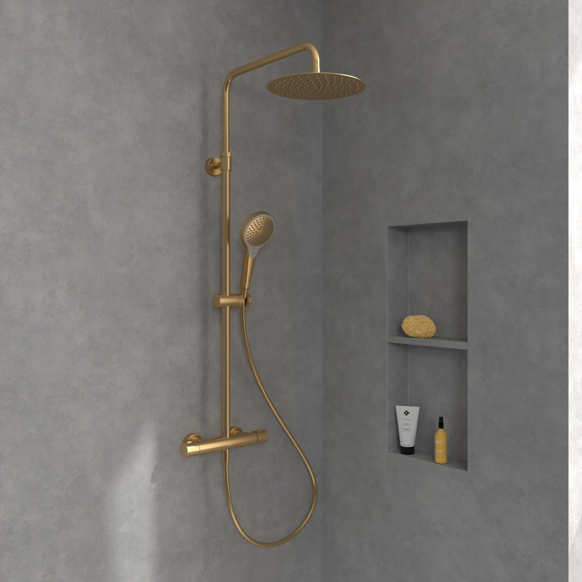 Gleitstangekombination „Verve Showers“, Befestigung verdeckt 47,2 cm in Brushed Gold Gleitstangekombination „Verve Showers“, Befestigung verdeckt 47,2 cm in Brushed Gold