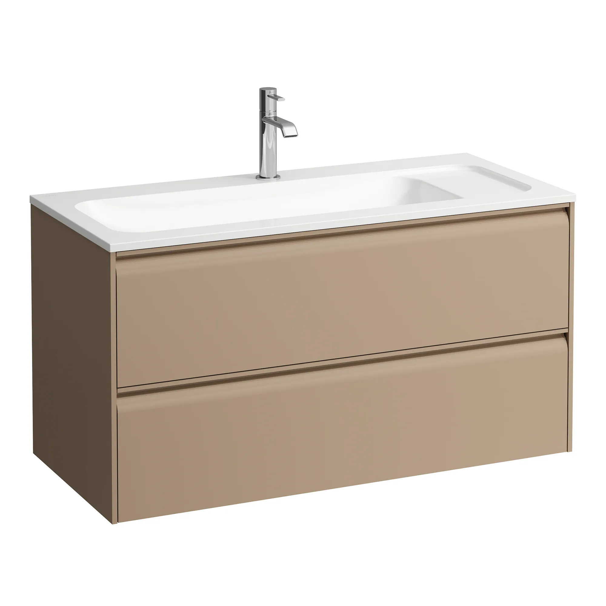 Waschtischunterbau, MEDA, 442x972x504, mit 2 Schubladen, 1 Ordnungssystem, integrierte Griffleiste, Vollauszug und Soft-Close, für Möbelwaschtisch MEDA H814118 (100 cm), weiß matt Waschtischunterbau, MEDA, 442x972x504, mit 2 Schubladen, 1 Ordnungssystem, integrierte Griffleiste, Vollauszug und Soft-Close, für Möbelwaschtisch MEDA H814118 (100 cm), weiß matt