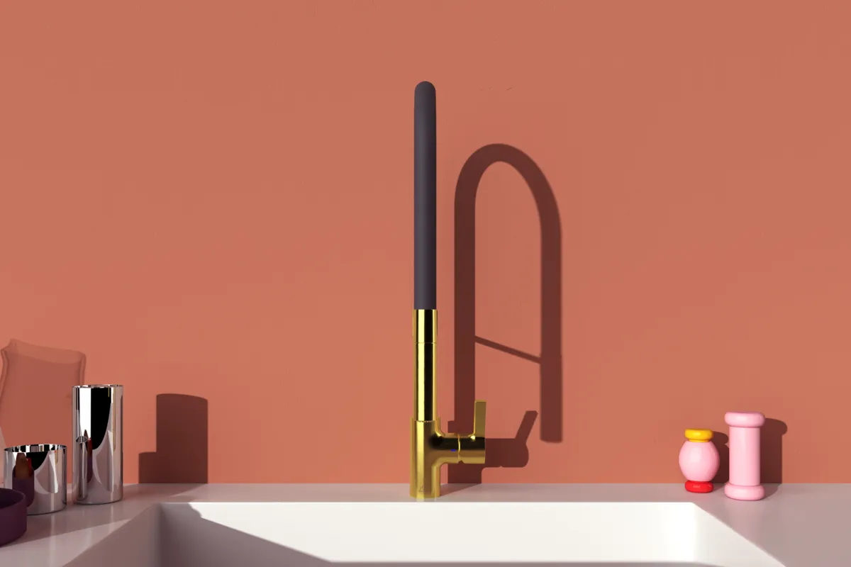 Küchenarmatur Gusto Ausladung 225mm Semi-Pro 2-Funktionsbrause Höhe 604mm Brushed Gold Küchenarmatur Gusto Ausladung 225mm Semi-Pro 2-Funktionsbrause Höhe 604mm Brushed Gold