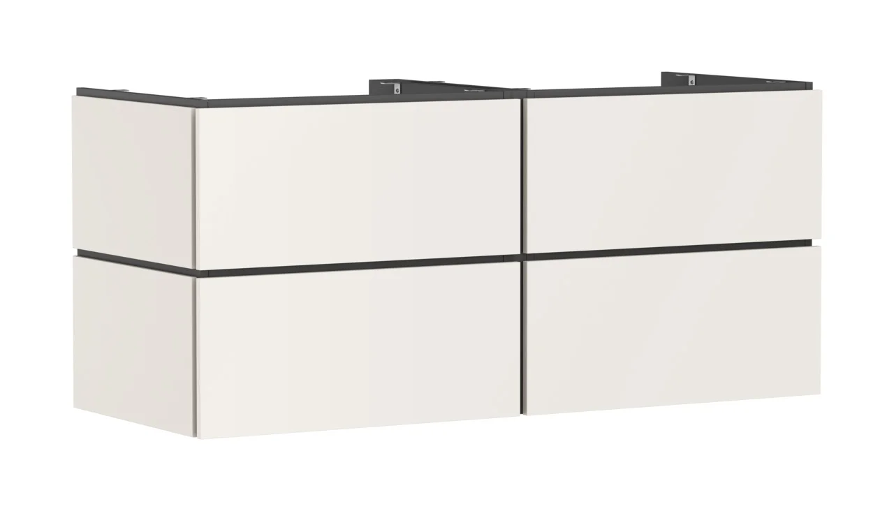 Hansgrohe Waschtischunterschrank Xilesa E, Sandbeige Matt, 1375x550 mm, 4 Schubkästen, Vollauszug mit SoftClose, Wandmontage