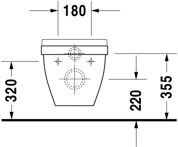 Wand-Flachspül-WC „Starck 3“ 36,5 × 35,5 × 54 cm, Befestigung sichtbar, mit Spülrand