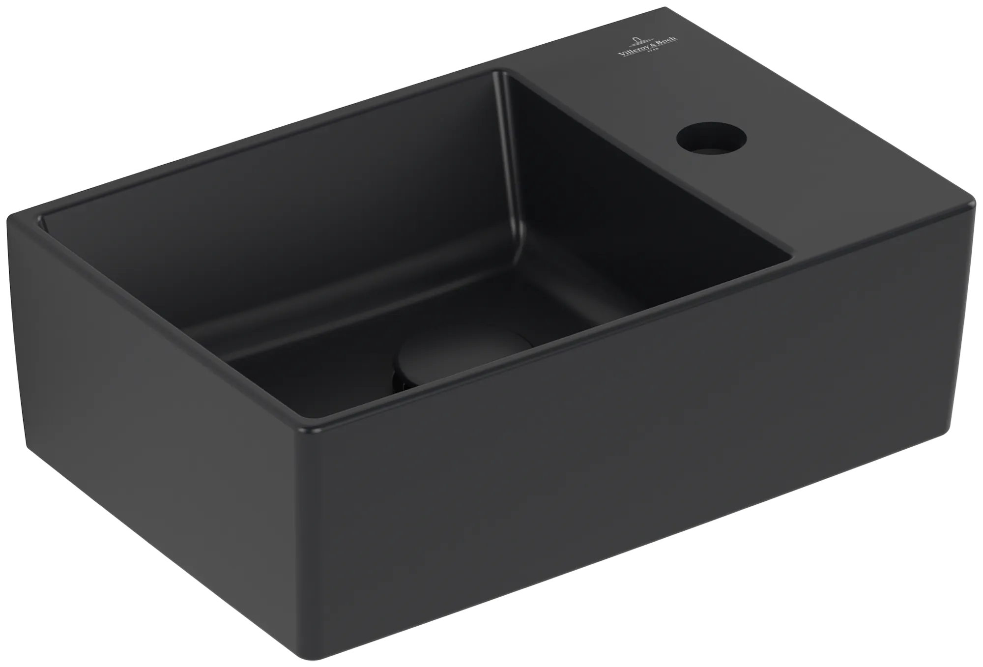 Villeroy & Boch Handwaschbecken aus TitanCeram „Memento 2.0“ 400 × 260 × 111 mm, mit Hahnlochbohrung, Hahnlochposition mittig in Pure Black Villeroy & Boch Handwaschbecken aus TitanCeram „Memento 2.0“ 400 × 260 × 111 mm, mit Hahnlochbohrung, Hahnlochposition mittig in Pure Black