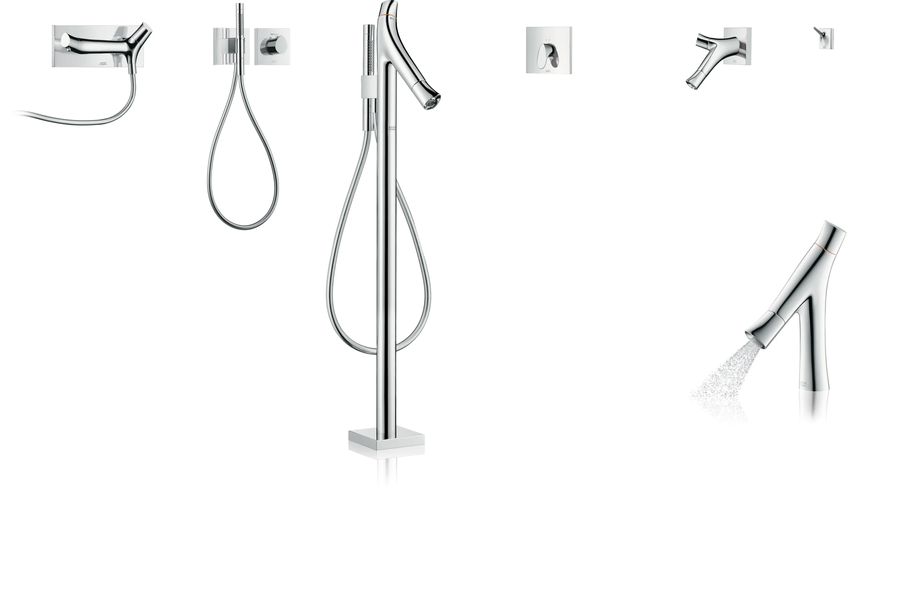 Hansgrohe AXOR Starck Portereinheit mit Stabhandbrause, Chrom, Brausekopf 68 x 24 mm, Schlauchlänge 1.250 mm