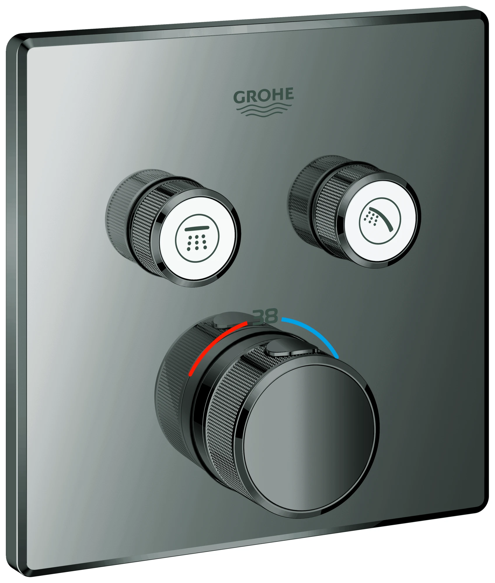 Thermostat Grohtherm SmartControl 29124, mit 2 Absperrventilen, Fertigmontageset für Rapido SmartBox, Wandrosette eckig, chrom