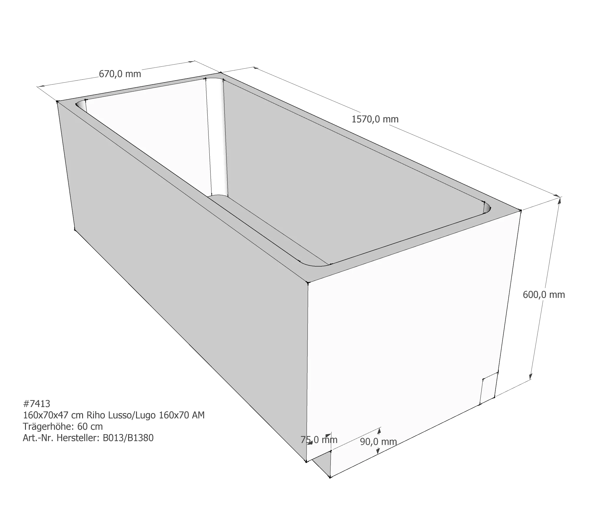 Badewannenträger passend für Riho Lugo 160 × 70 × 47 cm Badewannenträger passend für Riho Lugo 160 × 70 × 47 cm