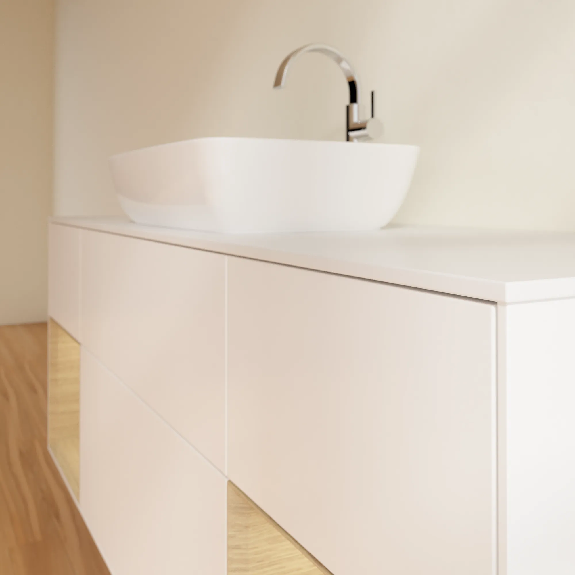 Villeroy & Boch Waschtischunterschrank „Finion“ für Schrankwaschtisch 1600 × 603 × 501 mm White Matt Lacquer, für Becken mittig, mit Hahnlochbohrung Villeroy & Boch Waschtischunterschrank „Finion“ für Schrankwaschtisch 1600 × 603 × 501 mm White Matt Lacquer, für Becken mittig, mit Hahnlochbohrung