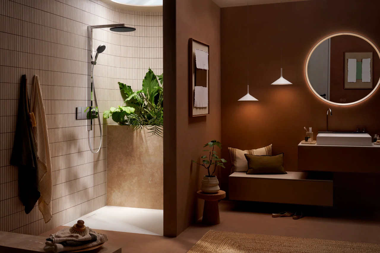 Hansgrohe Showerpipe Raindance Alive S, Chrom, 300 mm Brausekopfgröße, 8 l/min Durchfluss, Aufputzinstallation Hansgrohe Showerpipe Raindance Alive S, Chrom, 300 mm Brausekopfgröße, 8 l/min Durchfluss, Aufputzinstallation