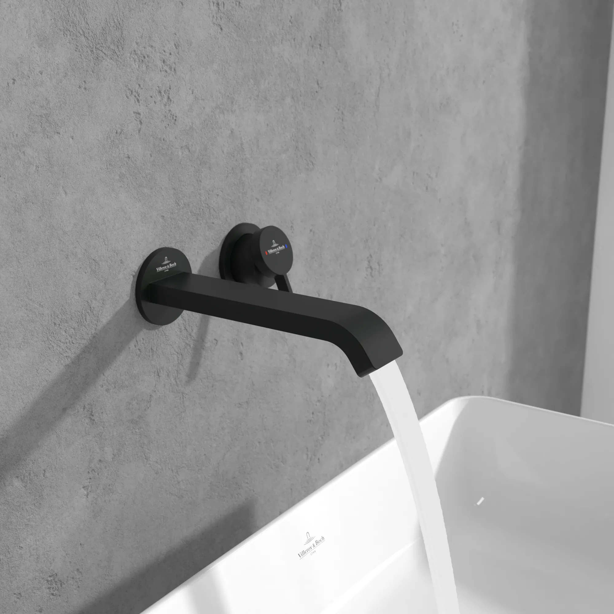 Villeroy & Boch Einhebel-Waschtischarmatur Dawn, 60x60x201 mm, Matt Black, AirPlus, SmartPressure, Wandmontage Villeroy & Boch Einhebel-Waschtischarmatur Dawn, 60x60x201 mm, Matt Black, AirPlus, SmartPressure, Wandmontage