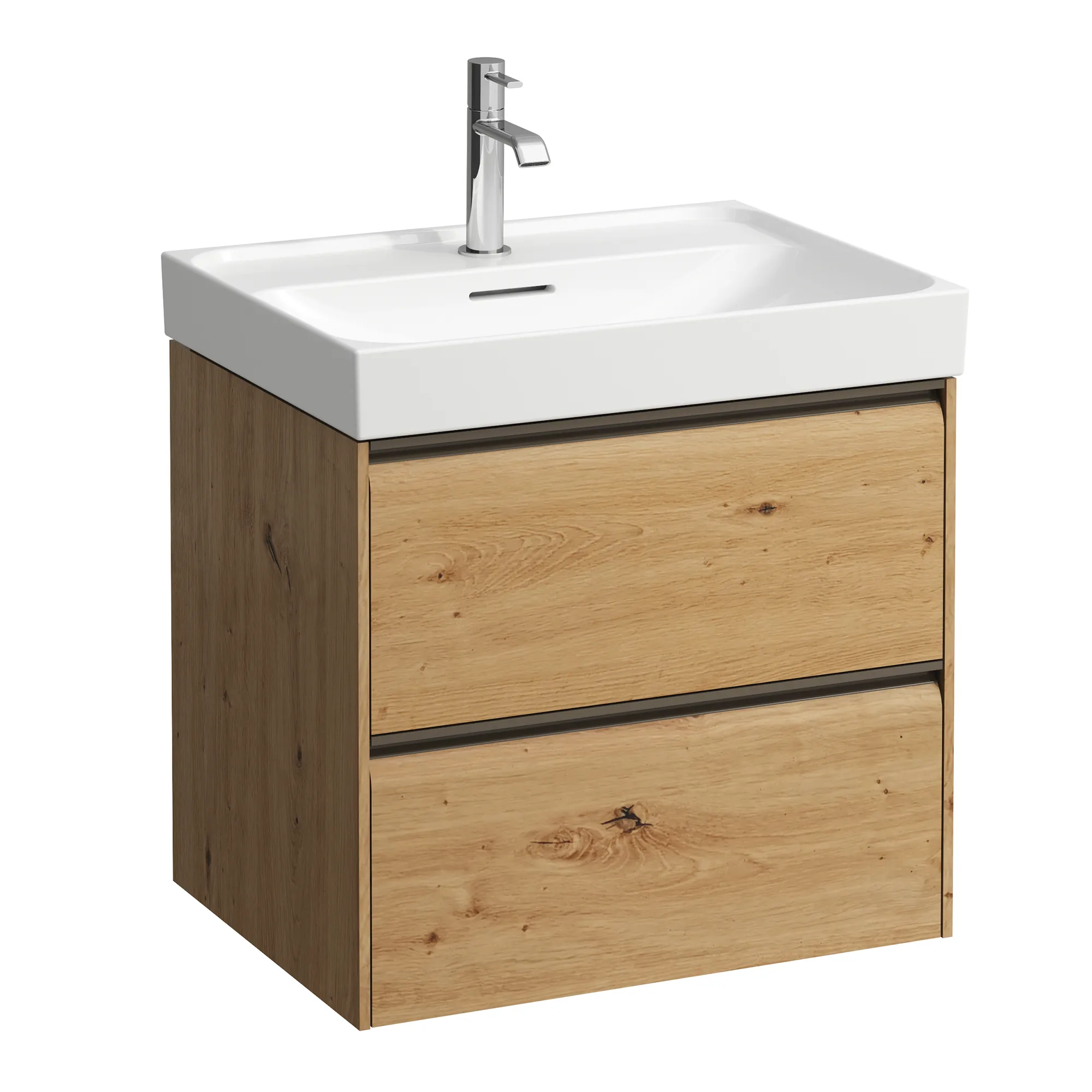 Laufen Waschtischunterbau MEDA Wildeiche, 448x584x515 mm, 2 Schubladen mit Vollauszug und Soft-Close, für Waschtisch H810113 (60 cm)