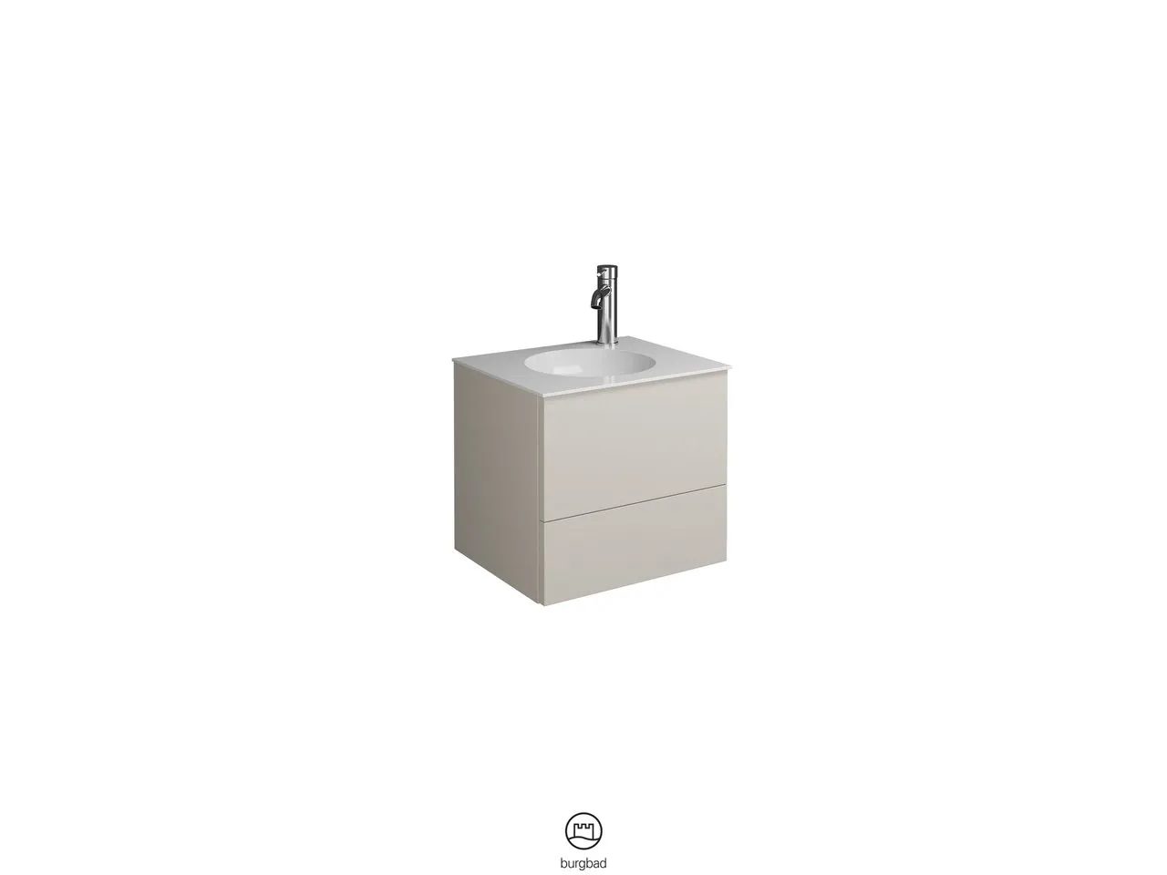 burgbad Coco Mineralguss-Waschtisch inkl. Waschtischunterschrank, 406 mm hoch, 373x450 mm, PG2
