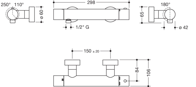 Zweihand-Duscharmatur „System-Armaturen“ 10,6 cm