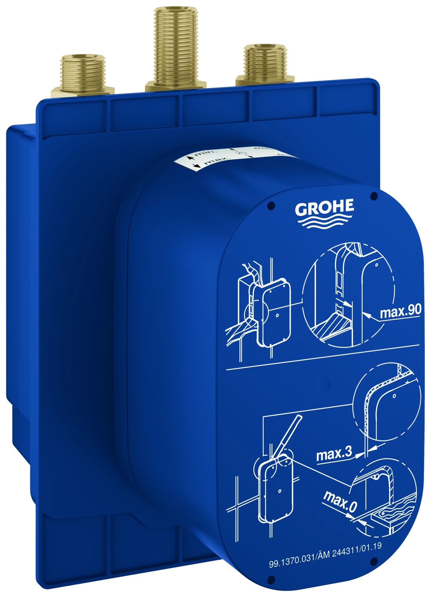 Unterputzkörper Eurosmart CE 36458, für Brause, passend zu Infrarot-Fertigmontageset 36 456 00, thermostatische Mischung, 6 V, mit Dichtmanschette, für normgerechte Wanddurchführung bei Wassereinwirkung nach DIN 18534:2017