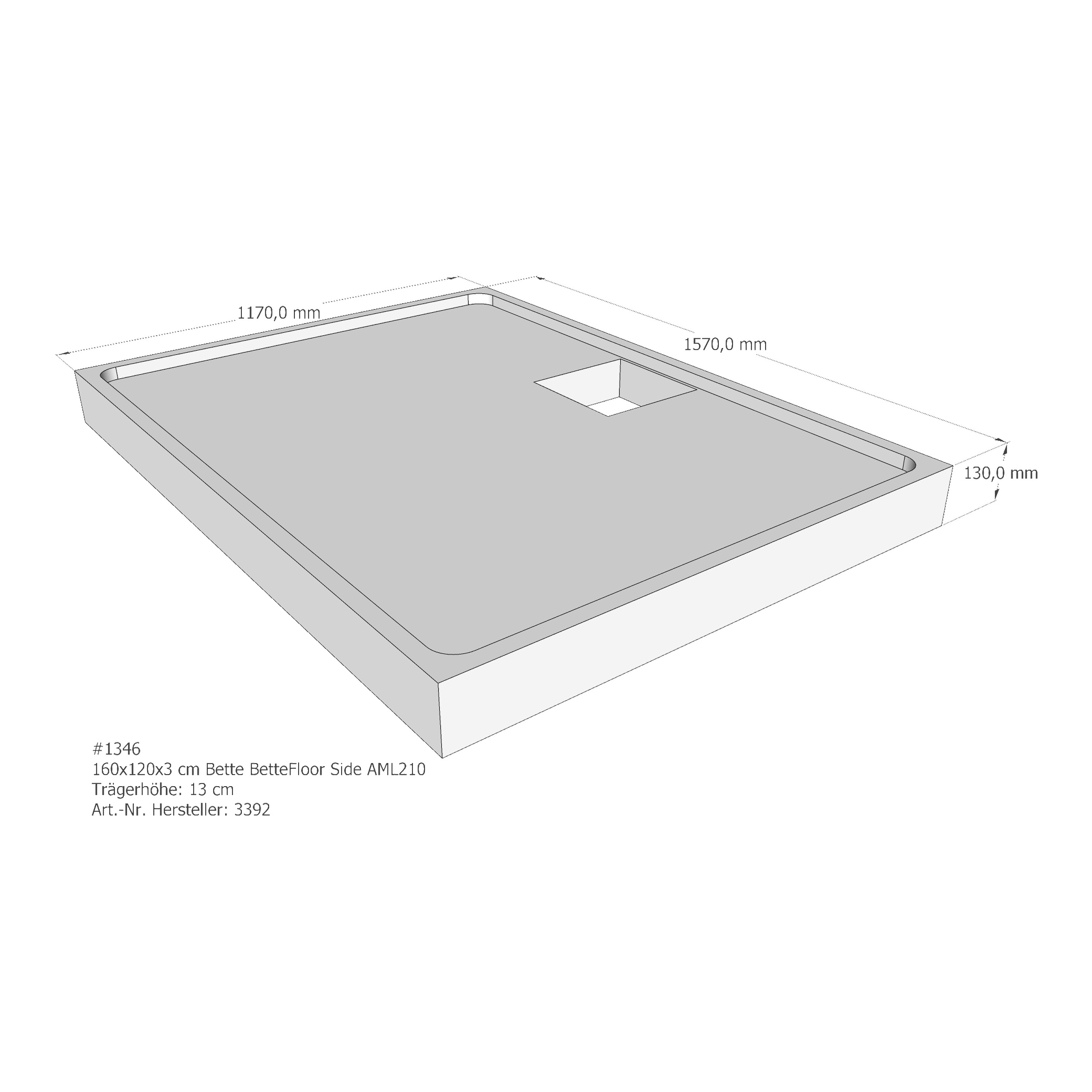 Duschwannenträger für Bette Floor Side 160 × 120 × 3 cm Breite: 120 cm / Länge: 160 cm Duschwannenträger für Bette Floor Side 160 × 120 × 3 cm Breite: 120 cm / Länge: 160 cm