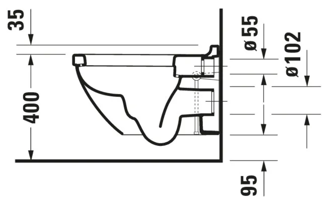 Wand-Tiefspül-WC „Starck 3“ 36 × 34,5 × 54 cm, Befestigung verdeckt, Abgang waagerecht, mit Spülrand