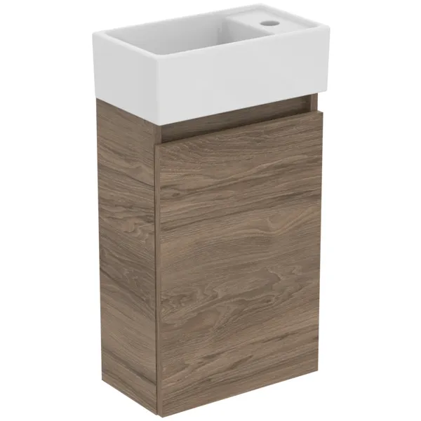 Möbelpaket Eurovit+ Handwaschbecken rechts 37cm Weiß und Unterschrank 36cm mit Tür Hochglanz grau lackiert