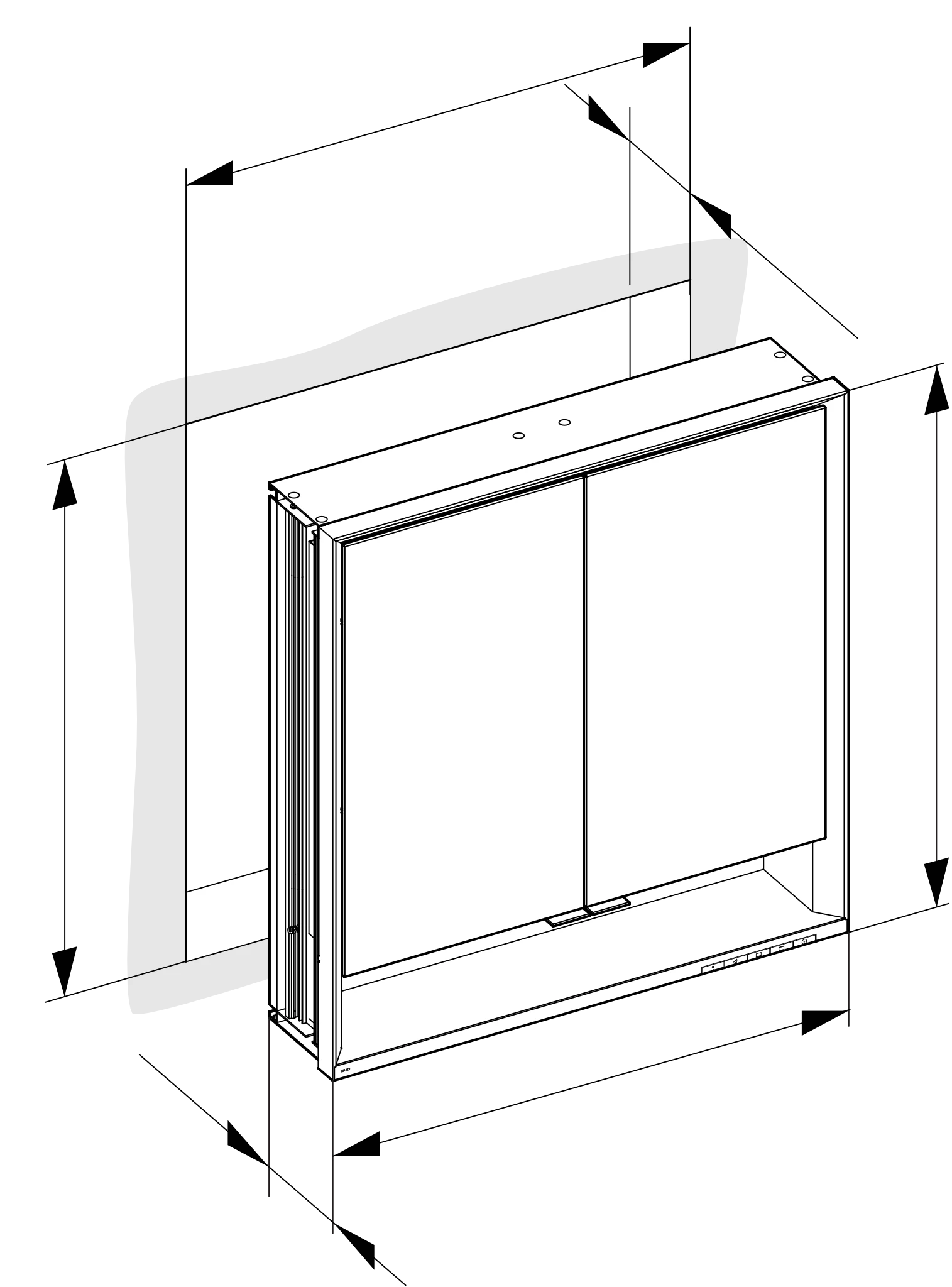 KEUCO ROYAL LUMOS Spiegelschrank Wandeinbau 2-türig kurze Tür silber-eloxiert 700x735x165mm