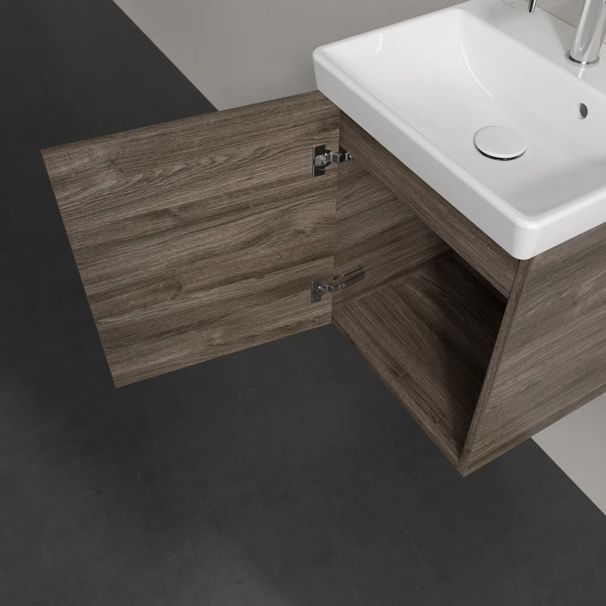 Villeroy & Boch Waschtischunterschrank mit Tür „Avento“ für Schrankwaschtisch 430 × 514 × 352 mm Stone Oak, Anschlag links, Soft Closing, 1 Tür Villeroy & Boch Waschtischunterschrank mit Tür „Avento“ für Schrankwaschtisch 430 × 514 × 352 mm Stone Oak, Anschlag links, Soft Closing, 1 Tür