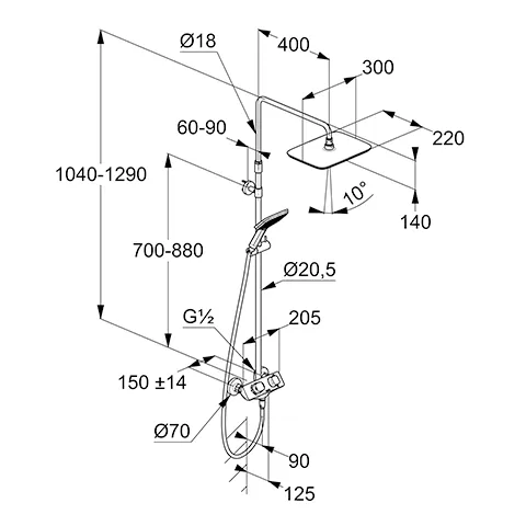 Kludi COCKPIT Explorer Thermostat Dual Shower System chrom Kludi COCKPIT Explorer Thermostat Dual Shower System chrom