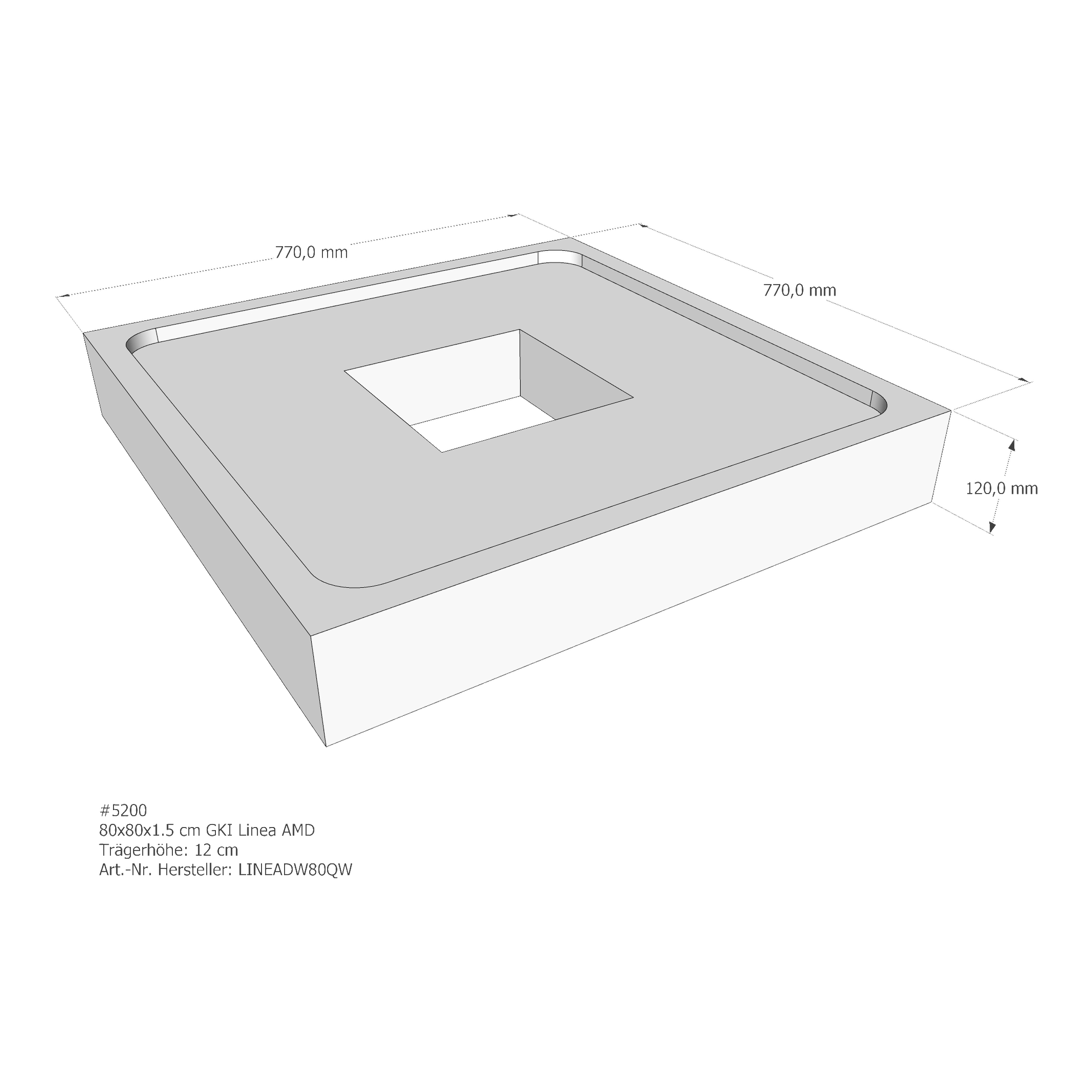Duschwannenträger für GKI Linea 80 × 80 × 1,5 cm