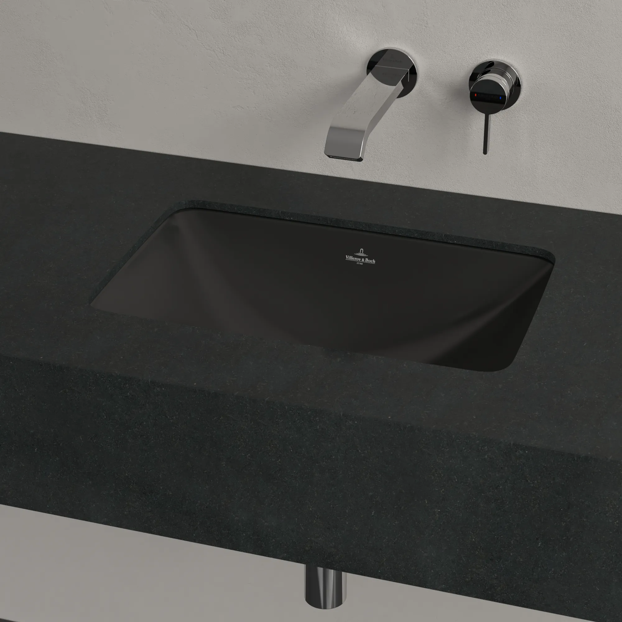 Villeroy & Boch Unterbauwaschbecken Loop & Friends Pure Black CeramicPlus 450x280x170mm mit Überlauf
