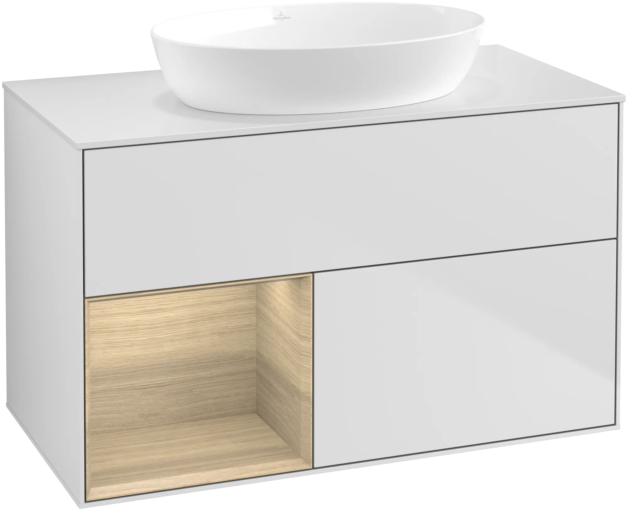 Villeroy & Boch Waschtischunterschrank „Finion“ für Schrankwaschtisch 100 × 60,3 × 50,1 cm 2 Schubladen, für Waschtischposition mittig, inkl. Beleuchtung mittig