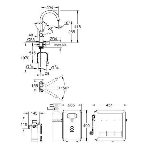 Grohe Blue Professional C-Auslauf Set - velvet black Grohe Blue Professional C-Auslauf Set - velvet black