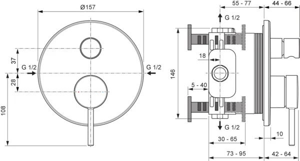 Ideal Standard Ceraline Nuovo Unterputz-Badarmatur, Chrom, DIN EN 1717 (DVGW)
