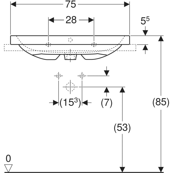 Aufsatzwaschtisch „iCon Light“, rechteckig, Hahnlochposition mittig 75 × 48 cm in weiß matt Aufsatzwaschtisch „iCon Light“, rechteckig, Hahnlochposition mittig 75 × 48 cm in weiß matt